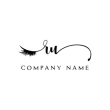 Initial RU Logo Handwriting Beauty Salon Fashion Modern Luxury Letter