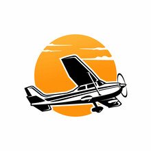 Light Small Airplane Design. Airplane Club Or Travel Logo Design