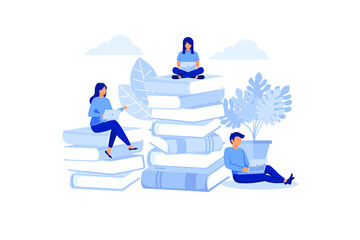 people learn and gain knowledge. the creative design of the schedule students learn on books. stylis