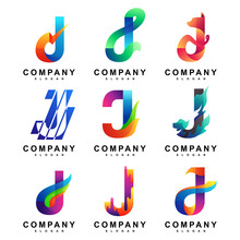 Colorful Letter J Set Logo