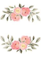 Spring Flowers. Isolated Frame For Design Of Invitations, Cards. Arrangement Of Pink And White Wildflowers In The Form Of A Wreath.
