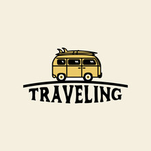 Vacation Traveling With Camper Van Logo Vector Symbol Icon Illustration Design