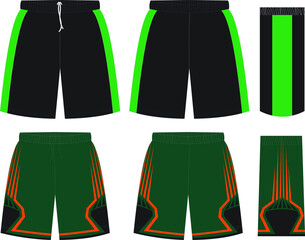 Sticker - Basketball Uniform Shorts Front and Back View Mock ups Templates Vectors 