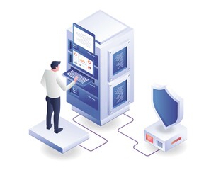 Poster - Man maintaining server computer security