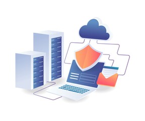 Wall Mural - Cloud server computer data security network