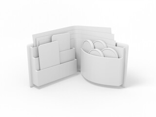 Poster - White one color wallet on a white flat background. Minimalistic design object. 3d rendering icon ui ux interface element.