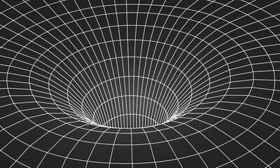 Wall Mural - wormhole geometric grid wireframe tunnel flat style design vector illustration. abstract futuristic 