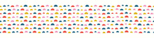 Abstract Pattern Border Of Colourful Semi Circles. Fun Vector Seamless Repeat Geometric Banner.