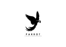 Parrot Bird Logo Design, Silhouette Parrot Bird Logo Concept