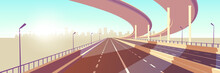 Modern Metropolis Speed Highway Cartoon Vector
