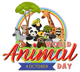 Sticker - World Animal Day logo with african animals