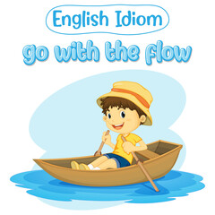 Sticker - English idiom with picture description for go with the flow