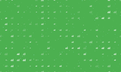 Poster - Seamless background pattern of evenly spaced white chart line symbols of different sizes and opacity. Vector illustration on green background with stars