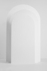 Poster - fashion rectangle white rounded arches as scene mockup in sunlight with shadows as podium for presen