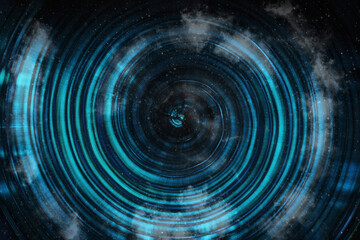 Wall Mural - blue abstract background with spiral pattern. galaxies with stars and planets with circular motifs i