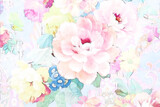 Fototapeta Kwiaty - Beautiful abstract floral bouquet illustration