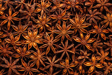 Star Anise Seeds, Full Frame. Star Anise Is Used As An Aromatic Spice In Cooking And Chinese Cuisine.