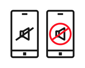 Mobile phone volume off. Mute mode. Vector illustration