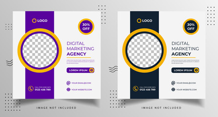 Digital marketing agency modern social media Instagram post template premium vector