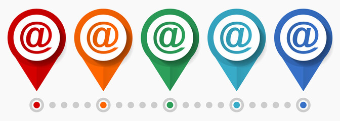 Poster - Email concept vector icon set, flat design pointers, infographic template