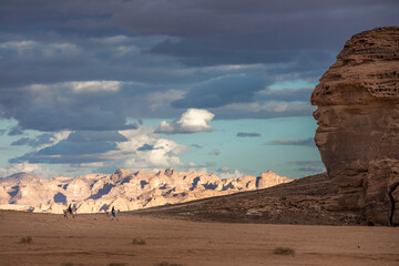 Wall Mural - riders in a landscape of Al Ula, KSA