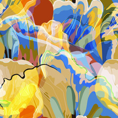 Wall Mural - Floral abstraction seamless pattern.