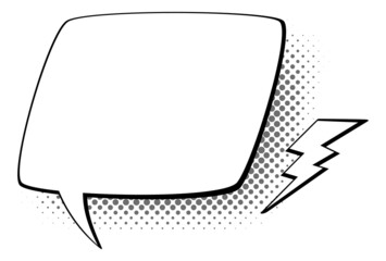 Poster - Comic speech bubble with flash sign in retro line style