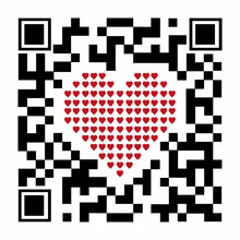 Decorative QR Code With A Heart, Color Vector Illustration On A White Background