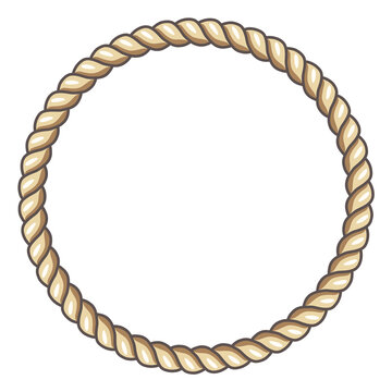 Round frame. Rope decorative border. Jute thread circle