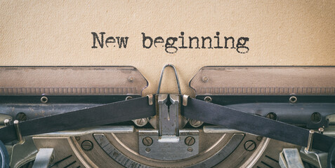 Text written with a vintage typewriter - New beginning