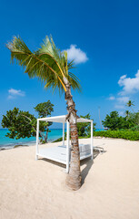 Wall Mural - white bed on the sandy beach of the sea