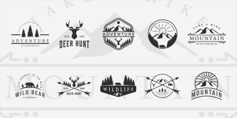 Wall Mural - set of vector adventure mountain outdoor vintage logo symbol illustration design, bundle collection 
