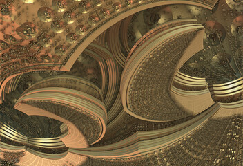 Poster - Technological fractal 3D background, abstract 3D illustration, element for design