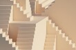 Minimalistic abstract staircase beige background 3d illustration