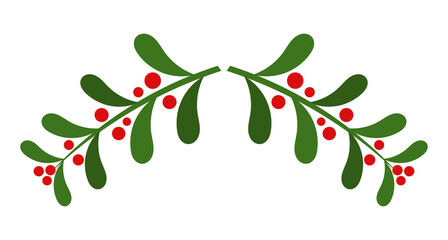Wall Mural - christmas mistletoe branches with red berries isolated on white backgroun