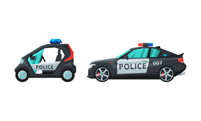 Canvas Print - Police Car or Patrol Car as Ground Vehicle for Transportation Vector Set