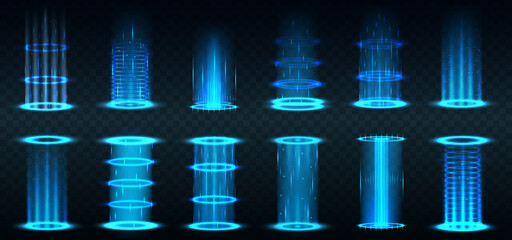 realistic portal. level up and teleportation process game effect, futuristic lighting and bright wra