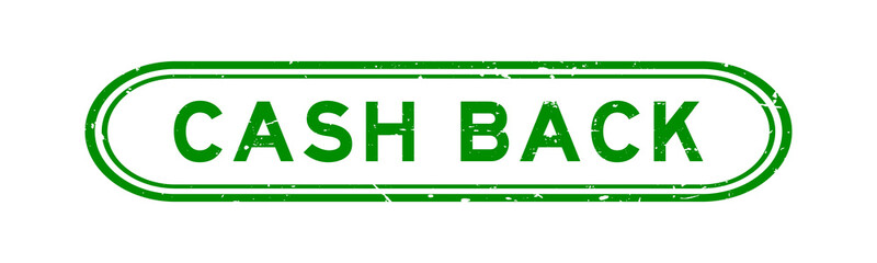 Sticker - Grunge green cash back word rubber seal stamp on white background