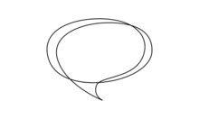 Speech Bubble In One Line Drawing. Dialogue Chat Cloud In Simple Linear Style. Editable Stroke. Doodle Vector Illustration