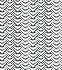  Vector seamless pattern with concentric half circles. Japanese style geometric abstract tiles background.