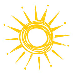 Wall Mural - cute sun in childish sketch style. summer heat symbol