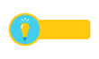 Quick tips. Useful tricks, tooltips, useful information for websites, social media posts. Yellow sticker with a burning light bulb. Vector icon in flat style