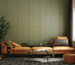 Leinwandbild Motiv Home interior mock-up with sofa, table and decor in living room, 3d render
