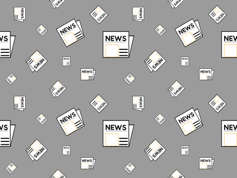 Newspaper cartoon character seamless pattern on gray background