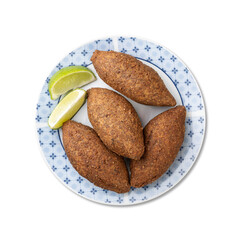 Wall Mural - Traditional arabic fried kibbeh isolated over white background