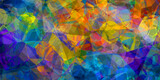 Fototapeta Młodzieżowe - complex polygon abstract background in blue yellow orange multicolored