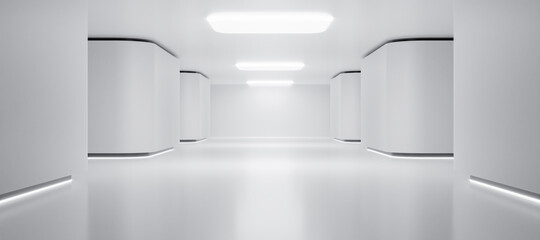 Wall Mural - abstract futuristic empty floor and room sci-fi corridor with light for showcase,room,interior,displ