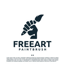 Freedom Of Art ,paintbrush , Logo Design Template