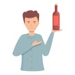 Show wine bottle icon cartoon vector. Alcohol sommelier. Drink party