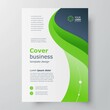 Flyer brochure design template curves theme green color vector